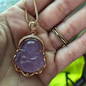 Gold plated Buddha necklace semi precious stone